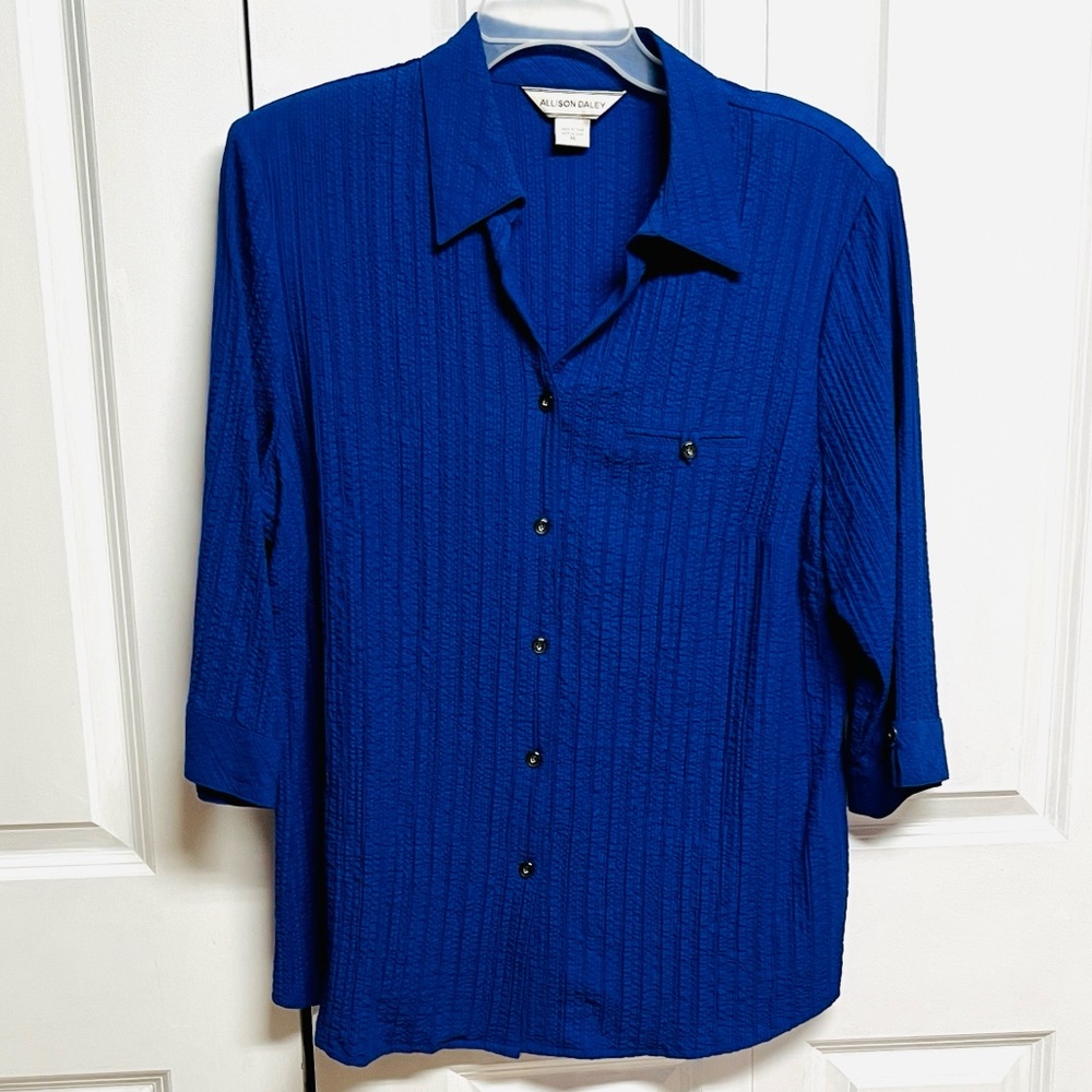Allison Daley Cobalt Blue Button-Front Top Size 16